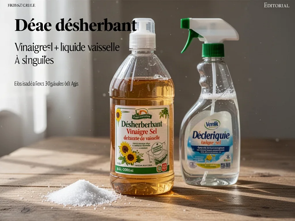 Quel dosage pour un désherbant au vinaigre blanc, sel et liquide vaisselle ?